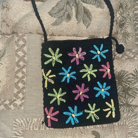 Vintage Crossbody crotchet bag woven bag floral bag y2k bag travel bag - Picture 7 of 12